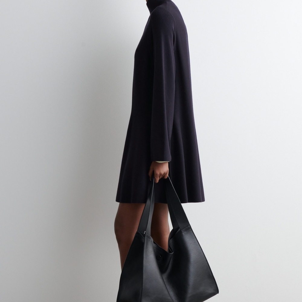 🖤 NWT COS Black Mock Neck Wool Blend Swing Dress – Size M | $150 Retail - Picture 6 of 12